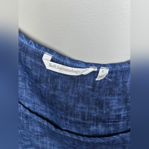 Soft Surroundings Linen Crochet Sleeve Coastal Chic Elevated Basic Dress, Large - Picture 3 of 3